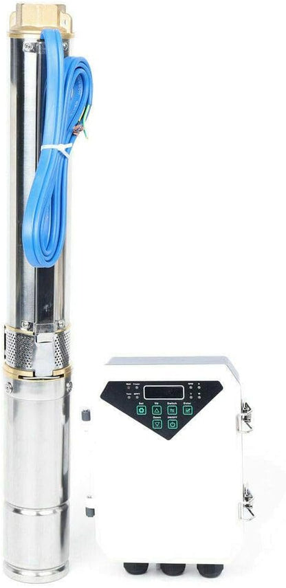 Bomba sumergible solar de pozo profundo de 3 pulgadas, 24 V, 270 W, bomba de agua solar sumergible de acero inoxidable para riego agrícola + kit de controlador MPPT 3FLS1.8/100-D24/270 (24 V 270 W)