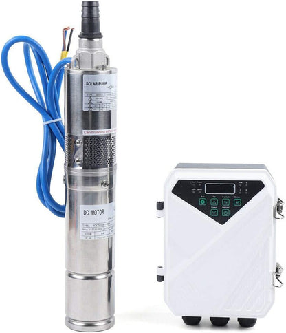 Bomba sumergible solar de pozo profundo de 3 pulgadas, 24 V, 270 W, bomba de agua solar sumergible de acero inoxidable para riego agrícola + kit de controlador MPPT 3FLS1.8/100-D24/270 (24 V 270 W)