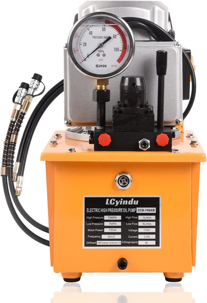 LCyindu - Bomba eléctrica hidráulica de 8.4 cuartos de galón, válvula solenoide de doble efecto de 8 litros, paquete de energía hidráulica, bomba portátil eléctrica, cilindro DB075-D2