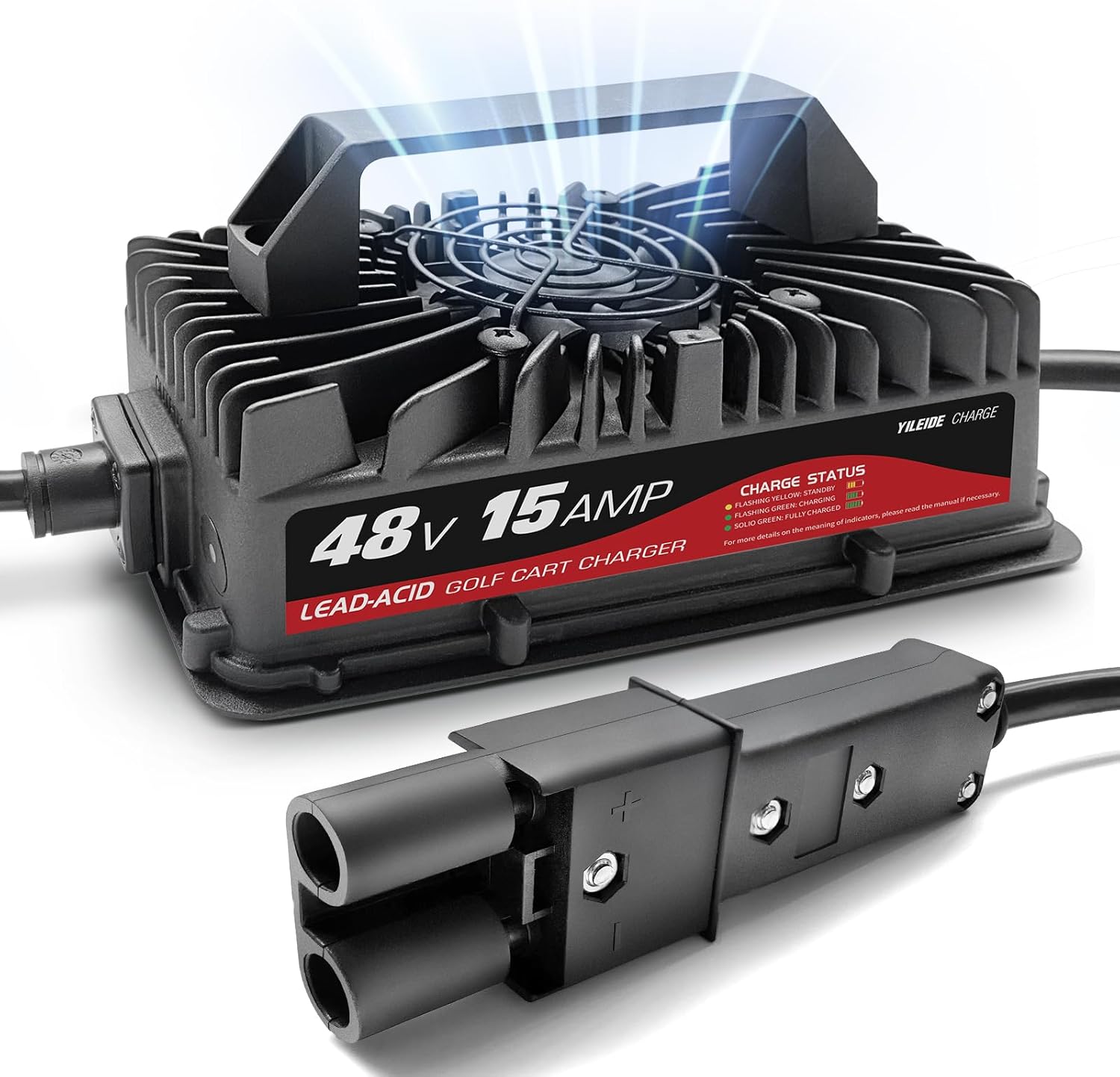Cargador de carrito de golf de 15 amperios para EZGO y TXT de 48 voltios con enchufe Delta-Q de 3 pines 48V15A for YAMAHA G19-G22
