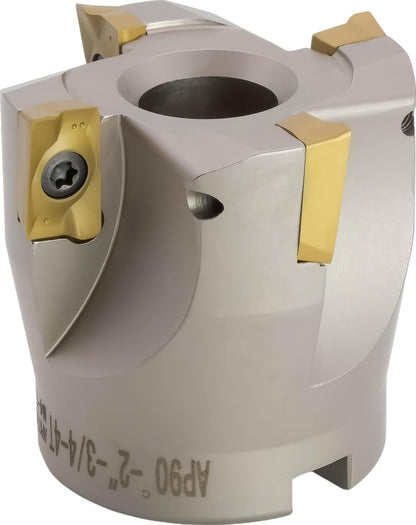 Molino de cara indexable de 90° (carcasa) de 3", para fresado de hombro cuadrado, diámetro del orificio del eje de 1", 6 flautas, con 6 piezas de inserciones de carburo APKT1604