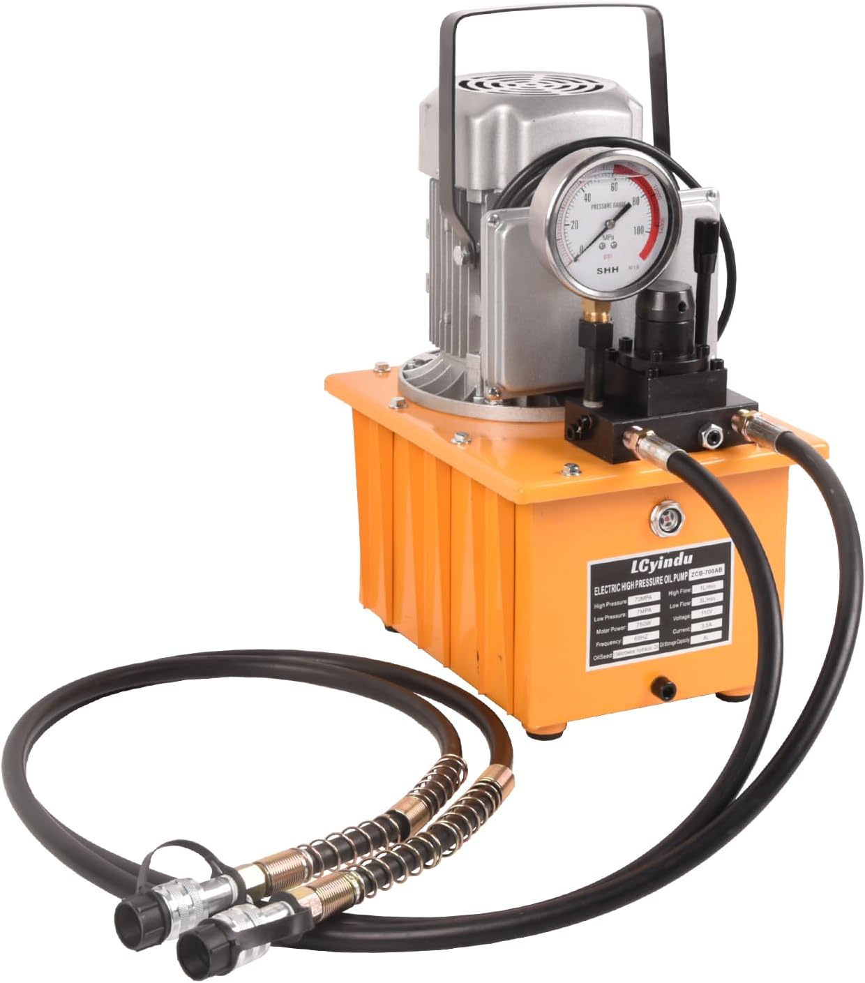 LCyindu - Bomba hidráulica eléctrica de 750 W, 2 velocidades, 110 V, 10000 PSI, 8.4 cuartos de galón, válvula solenoide hidráulica, bomba eléctrica hidráulica para perforación, doblado, tomas de