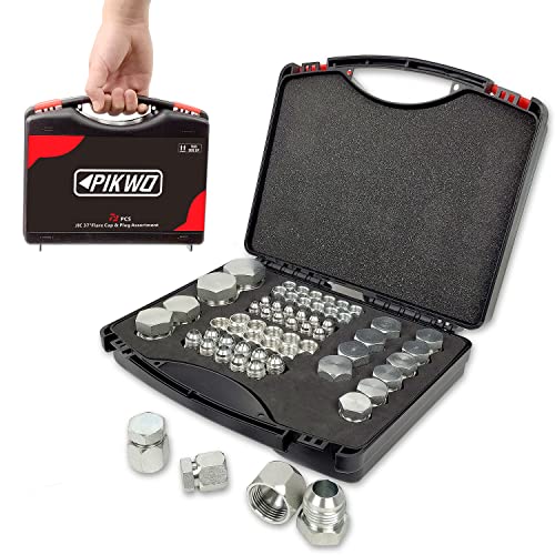 Juego de 72 piezas JIC de 37° de tapa y enchufe para manguera y tubo de manguera, juego de tapa hidráulica y enchufe de acero galvanizado 45# con rosca de precisión tamaños de tablero -04-06