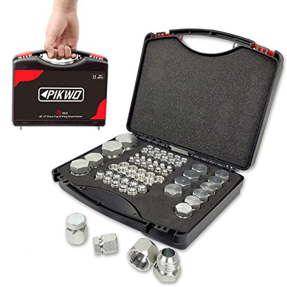 Juego de 72 piezas JIC de 37° de tapa y enchufe para manguera y tubo de manguera, juego de tapa hidráulica y enchufe de acero galvanizado 45# con rosca de precisión tamaños de tablero -04-06