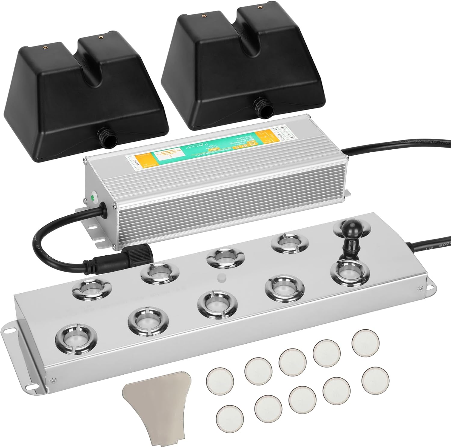 Máquina ultrasónica de niebla de 10 cabezales, añade cabezales atomizadores de repuesto, 350 W a prueba de agua, humidificador ultrasónico de niebla con flotador, para preservación de 10 HEAD