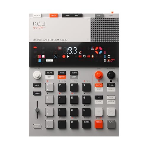 teenage engineering K.O. II sampler, caja de ritmos y secuenciador con micrófono incorporado y efectos (EP-1320) Gris