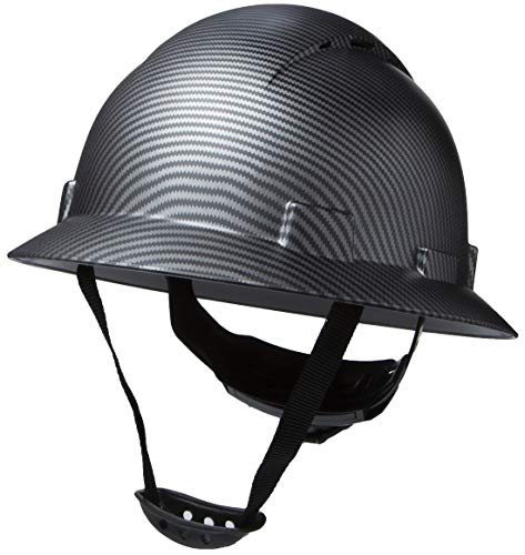 Casco de seguridad OSHA para la construcción, sistema de trinquete de 6 puntos, cumple con la norma ANSI Z89.1 de equipos de protección personal, diseño de fibra de carbono - Negro grafito mate
