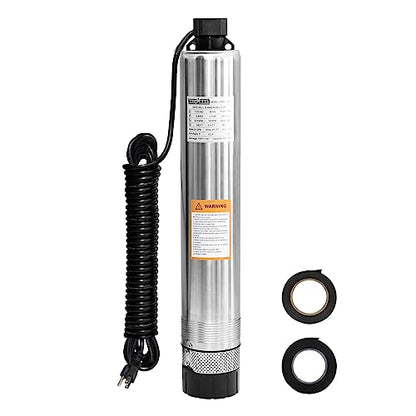 WASSERMANN Bomba séptica de 4 pulgadas con efluente sumergible/bomba de succión inferior de cisterna con cable de 33 pies, 1/2HP, 115V/60HZ, 26GPM, cabeza de 138 pies, bomba de pozo profundo de acero