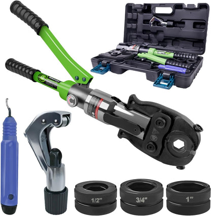 AMZCNC ProPress Tool - Accesorios de tubo de cobre hidráulica para prensar tubos de cobre con mordazas de 1/2 pulgadas, 3/4 pulgadas y 1 pulgada, pinzas de prensado de tubos de cobre, adecuado para