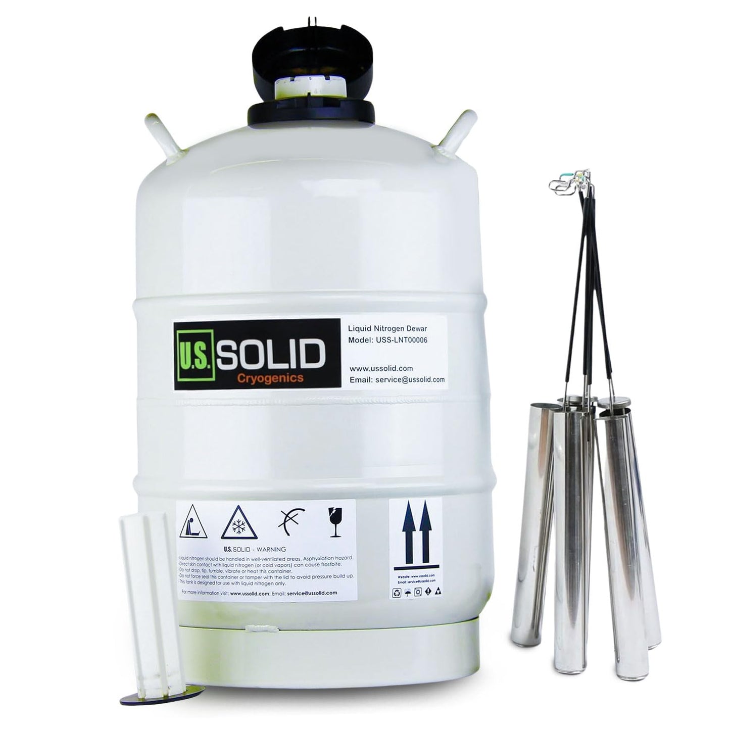 U.S.SOLID contenedor de nitrógeno líquido de 3 litros, tanque LN2 con frascos Dewar criogénicos con correas, bolso de transporte para 6 frascos