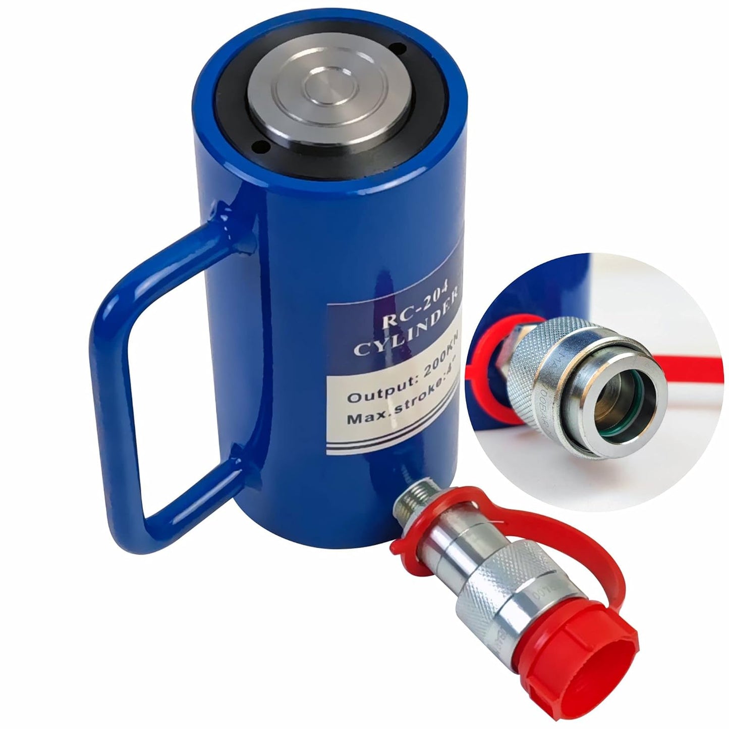 AZMCNC - Cilindro hidráulico de 20 toneladas de acción única de 4 pulgadas de carrera 20T cilindro hidráulico gato elevador Ram portátil de acción única cilindros de elevación con carrera de 100 mm