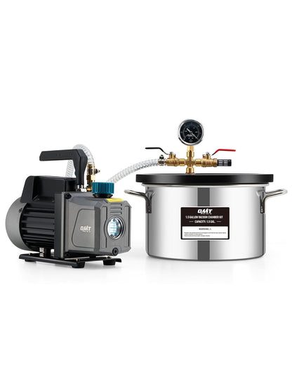 Orion Motor Tech Cámara de vacío de 3 galones con kit de bomba, bomba de vacío de 3.5 cfm y kit de cámara con tapa de vidrio templado manguera de 5 pies, kit de cámara de desgasificación al vacío para