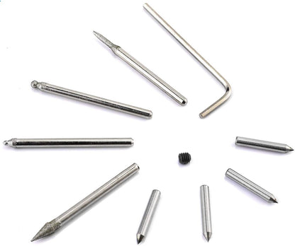 UTOOL Juego de 10 brocas de acero de carburo de tungsteno y piezas de repuesto para herramienta de grabado