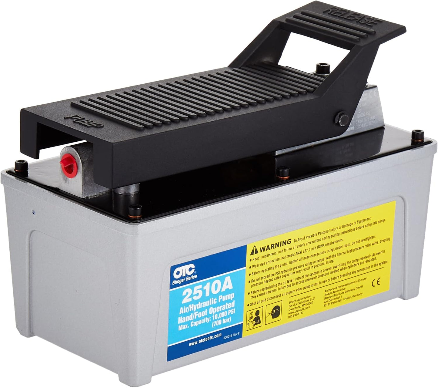 ‎OTC 2510A Bomba hidráulica, manguera de repuesto y acoplador., De tacón