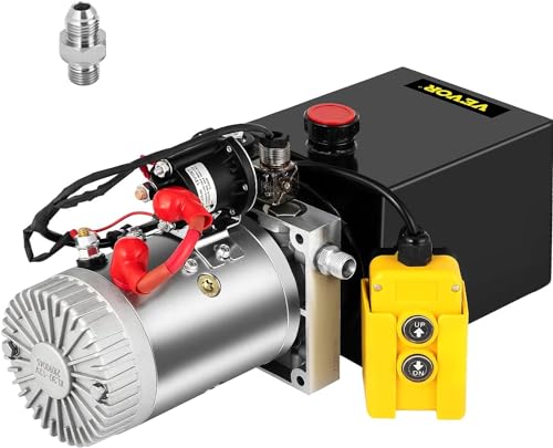 Unidad de potencia hidráulica Bomba hidráulica de efecto único Camión volquete de 4 cuartos Bomba hidráulica Bomba hidráulica de 12 V CC Remolque volquete 3200PSI (acero, 4 cuartos de galón de