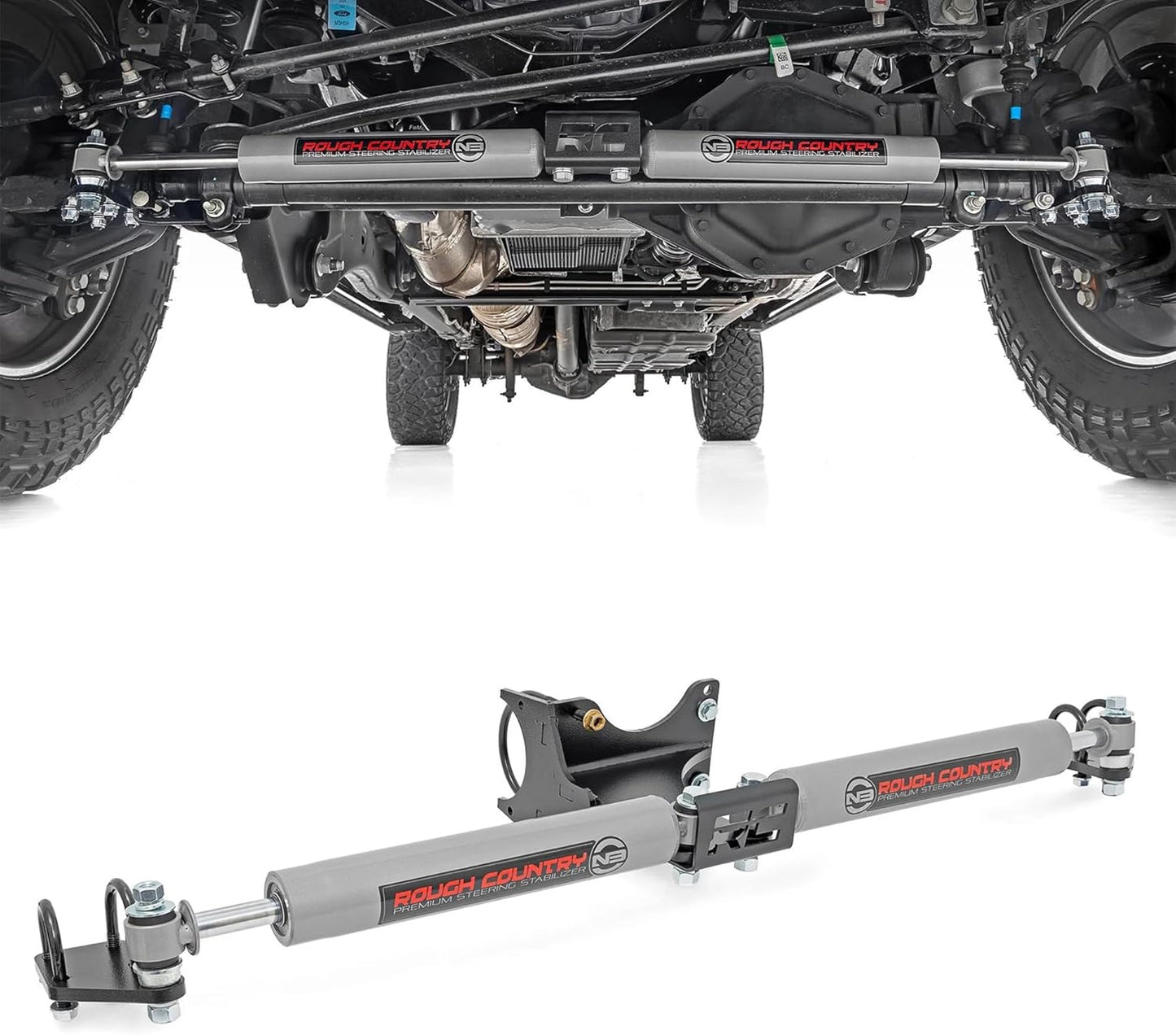 Rough Country Estabilizador de dirección dual N3 para Ford Super Duty 05-24 - 8749130