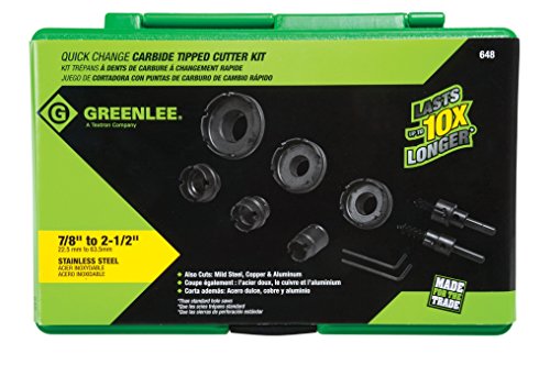 Greenlee - Cortador de carburo, Qck Chnge, 8Pc, fabricación de agujeros (648)