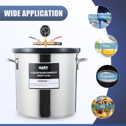 Orion Motor Tech Cámara de Vacío y Bomba de 3 Galones, kit de Desgasificación de Resina Epoxi, Cámara de Vacío de Acero Inoxidable y Bomba de Vacío de 3.5 CFM para el Hogar (3 Galones)