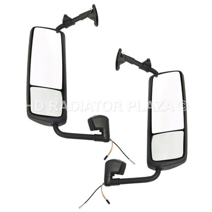 Pair Black Mirror Left+Right Side Power Heated Assembly For 04-12 Volvo VNL L+R