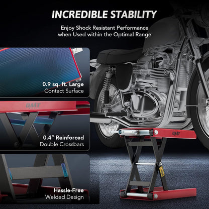 Orion Motor Tech Soporte Central de Gato de Tijera para Elevación de Motocicleta Rango Altura de 10-36 CM, Motocicletas de hasta 1/2 Ton Ser Aplicable (Gris)