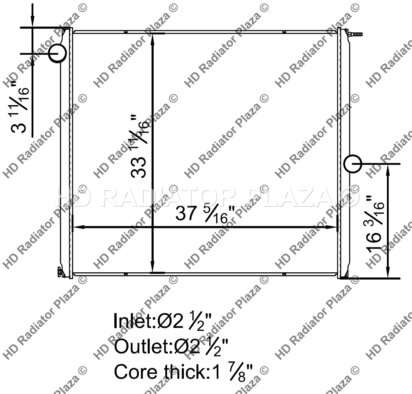 Radiator For Ford 9513 Sterling 9522 9500 A L AT LT ST 33 11/16" x 37 5/16"