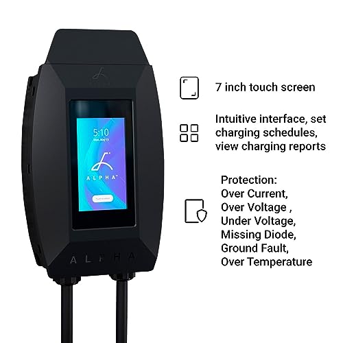 Grizzl-E Cargador Alpha Level 2 para vehículos eléctricos (EV) de hasta 40 amperios, estación de carga rápida para automóvil eléctrico para interiores y exteriores, enchufe NEMA 14-50, cable premium de 24 pies