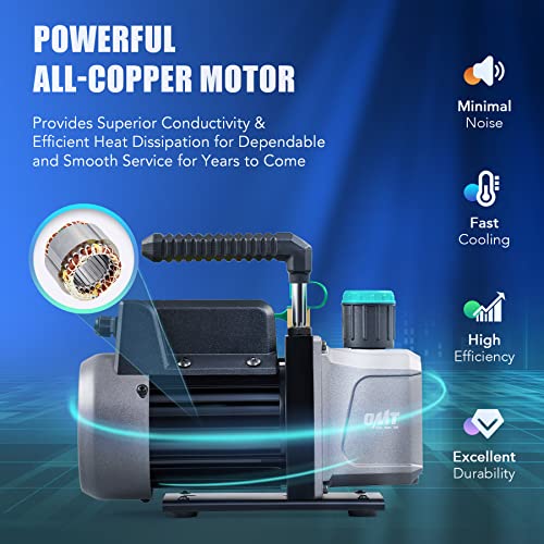 Orion Motor Tech Bomba de vacío de 4.5 cfm, bomba de vacío HVAC de 1 etapa para sistemas R12 R22 R134a R410a, pequeña bomba de vacío de 1/3 hp de 38 micrones para aire acondicionado, desgasificación