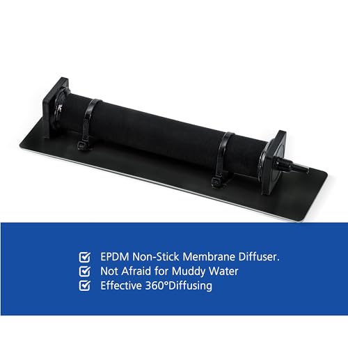 Kit de aireación y aireación de estanque, kit de bomba de aire de estanque séptico para estanques de hasta 8000 galones, sistema de aireación de estanque todo en uno, línea de aire ponderada