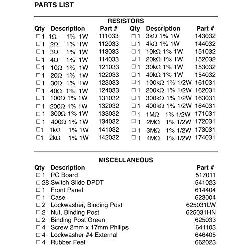 Elenco RS-500, caja de reemplazo de resistencia