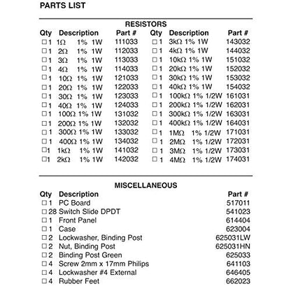Elenco RS-500, caja de reemplazo de resistencia