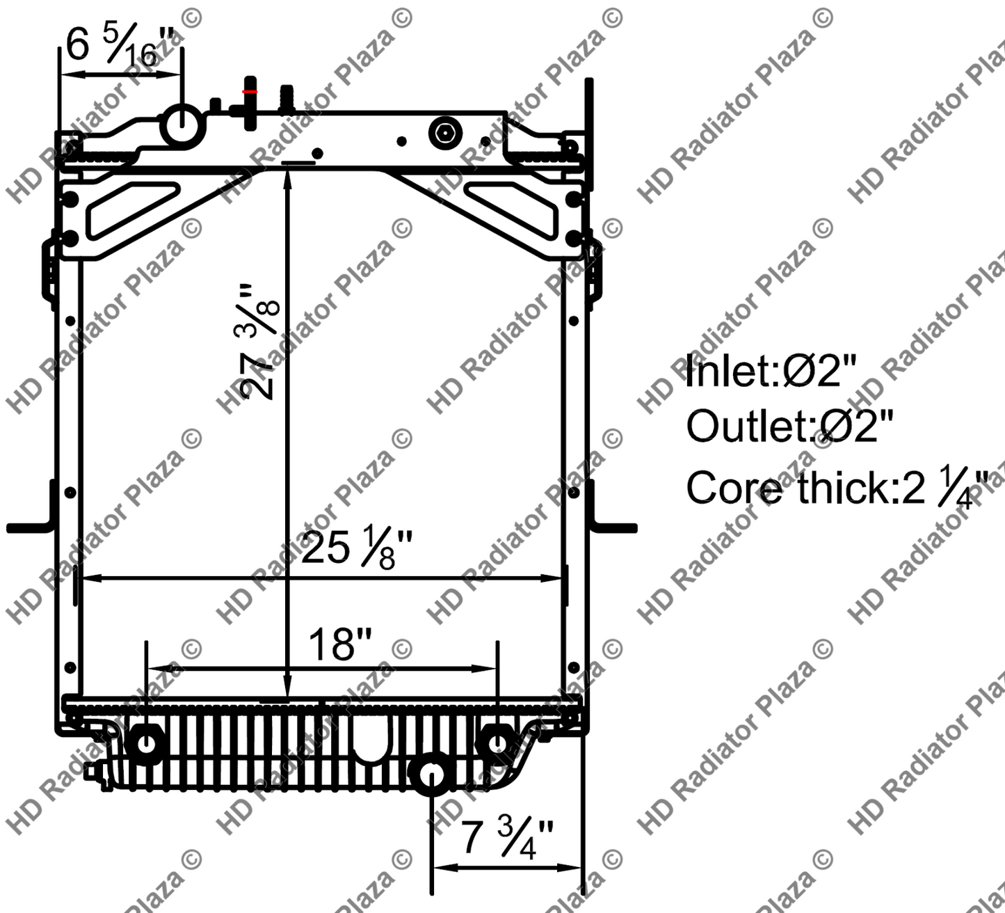 Radiator w/Frame For Freightliner 07-10 MB Line 03-10 MT45 MT55 25 1/8" x 27 3/8