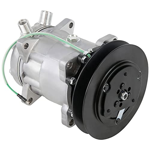Compresor de CA y embrague de correa en V de 6.102 in sustituye a Sanden SD7H15 4745 con bobina de 24 V y interruptor de embrague de un solo cable - BuyAutoParts 60-04345NA nuevo