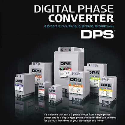 DPS Convertidor monofásico a trifásico, Modelo MY-PS-10, Apto para Motores trifásicos de 7.5 HP (5,5 kw) 23 amperios 200-240 V, un Tiene Que usarse Solo para un Motor