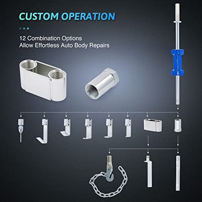 Deslizante de Alta Resistencia, Kit de Eliminación de Abolladuras con Extractor de Abolladuras de Coche Resistente y 9 Accesorios