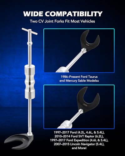 Orion Motor Tech CV Extractor de eje con martillo deslizante de 10 libras, 8 piezas de herramienta de extracción de juntas CV de alta resistencia con horquilla de junta CV de 63 mm y 48 mm,