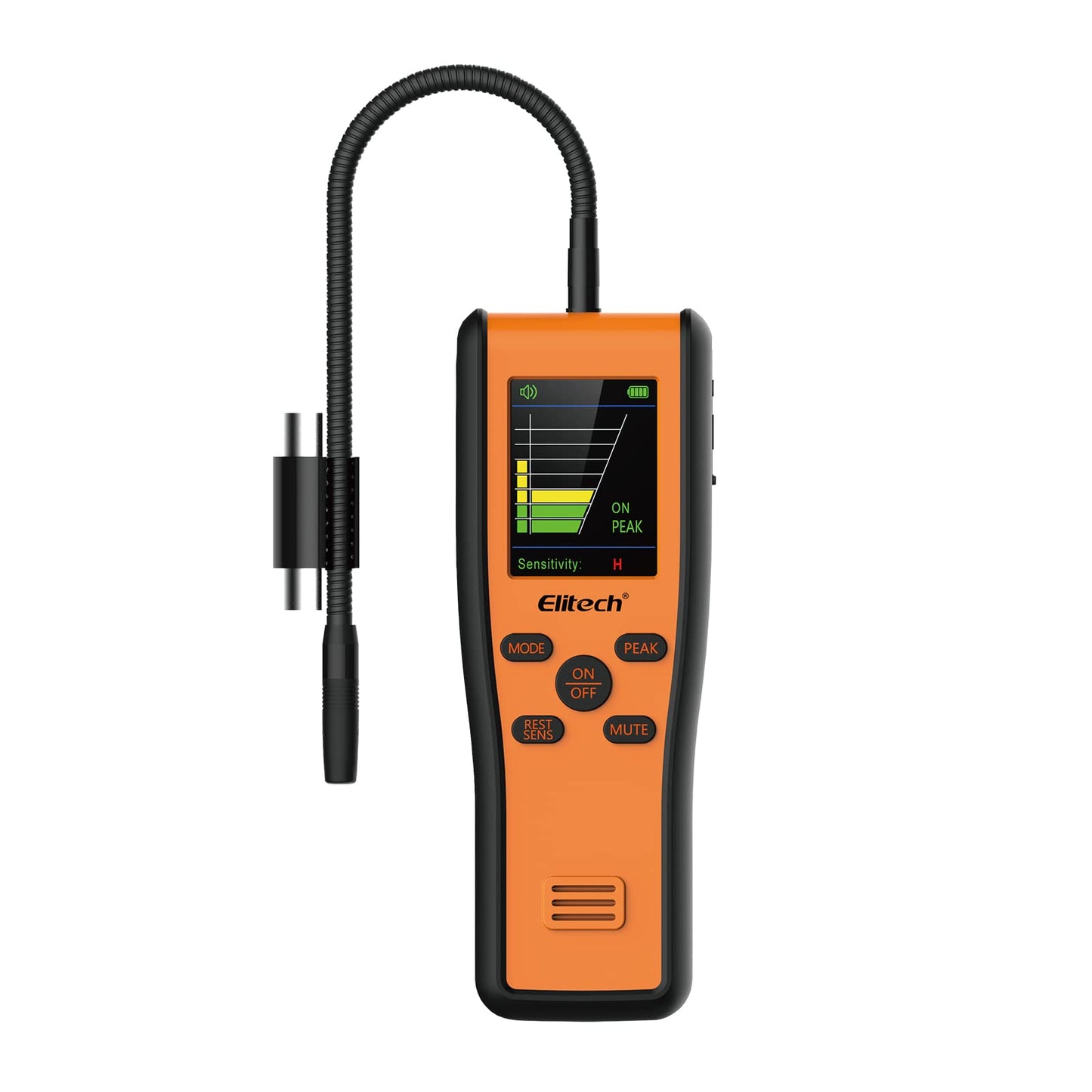 Elitech Detector de fugas de refrigerante, sensores de diodo infrarrojo y calentado en 1 unidad, aspirador de gas halógeno HVAC, antiinterferencia, alcance estándares SAE, IR-200
