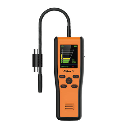 Elitech Detector de fugas de refrigerante, sensores de diodo infrarrojo y calentado en 1 unidad, aspirador de gas halógeno HVAC, antiinterferencia, alcance estándares SAE, IR-200