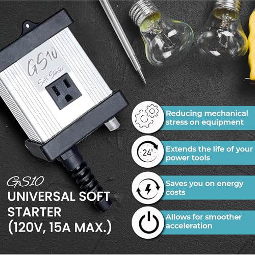 Innoraymond GS10 - Arrancador suave resistente universal para herramientas eléctricas, sierra ingletadora, sierra de mesa, molinillo de enrutador, cepilladora, etc. (120 V, 15 A máx.)