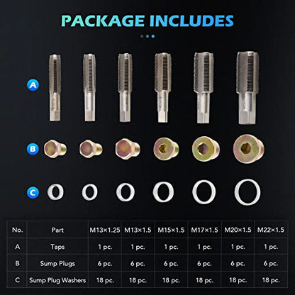 Orion Motor Tech Store Kit de Reparación de Tapones de Drenaje de Aceite de 150 Piezas, kit de Reparación de Roscas de Bandeja de Drenaje de Aceite Métrico de 150 Piezas con Arandelas de Aplastamiento