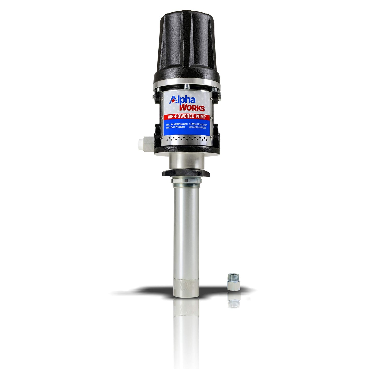 AlphaWorks Tambor de bomba de transferencia de aceite 10.6GPM/40LPM 5:1 de alta presión o 7.4GPM/28LPM Doble acción 3:1 de alto flujo (no para gas o diesel) (bomba de tambor de transferencia de aceite de alta presión 5:1)
