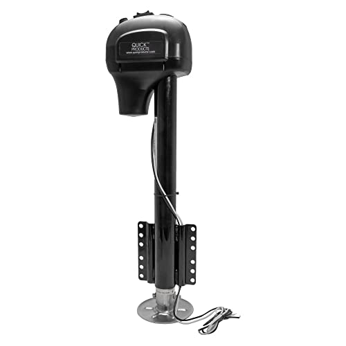 Quick Products JQ-3500SMB Power A-Frame - Gato de lengua eléctrico con montaje lateral, luz de trabajo LED para caravana, caravana, capacidad de 3,650 libras (más alta que la estándar, 3,500 libras, Jack!), negro