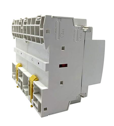 Electrodepot - Contactor IEC 500V (90 Amp, 4 polos, normalmente abierto, modelo delgado, bobina 220VAC, inductivo 60A, resistivo 100A, con base de montaje para carril DIN)