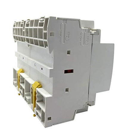Electrodepot - Contactor IEC 500V (90 Amp, 4 polos, normalmente abierto, modelo delgado, bobina 220VAC, inductivo 60A, resistivo 100A, con base de montaje para carril DIN)