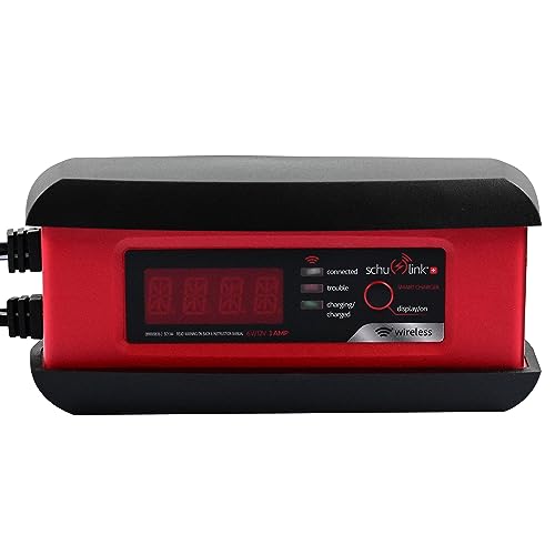 Schumacher SC1344 Schulink - Cargador de batería inalámbrico completamente automático, mantenedor y desulfador automático, 3 amperios, 6 V/12 V, para coches, motocicletas, tractores de césped, deportes de potencia, color negro