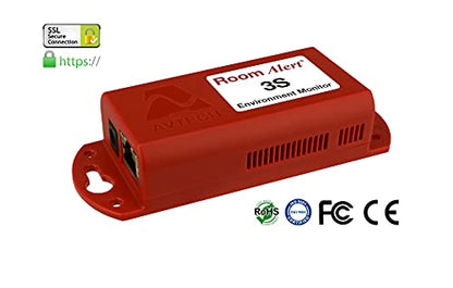 Room Alert Monitor de entorno 3S – Sensor de temperatura integrado, soporta SSL/TLS, cifrado de 2048 bits, SNMP v3, alertas e informes 24/7, fabricado en Estados Unidos