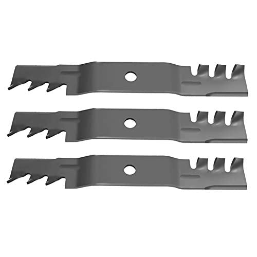 (3) Cuchillas dentadas para mantillo John Deere LX277, X320, GT235, X324 con cubierta 48C.