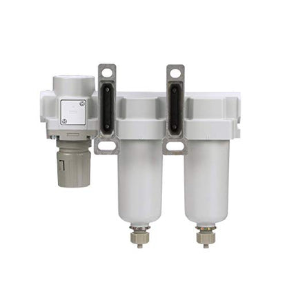 PneumaticPlus SAU430-N04G-MEP Sistema de secadora de filtro de aire comprimido de 3 etapas, filtro de aire de partículas, filtro de aire coalescente, combo de regulador de presión de aire comprimido, NPT de 1/2 pulgada - cuenco de metal, drenaje manual