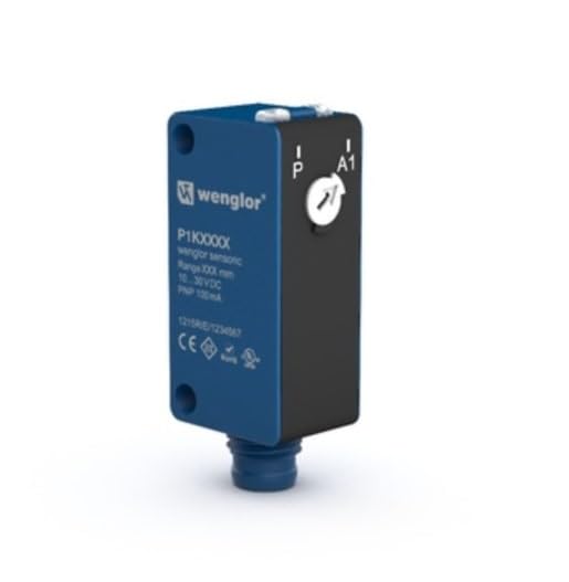 WENGLOR P1KH004 Rango de 150 mm, 20 MA, Sensor Reflex, Rango de ajuste de 30-150 mm, -40 a +60 grados C, sensor fotoeléctrico, conexión M8 de 3 pines, con supresión de fondo, IP67/IP68, 10-30 VDC, PNP N/O