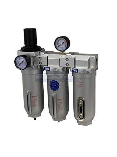 Sistema de filtración de aire de alto caudal muy resistente, filtro de partículas de 2 etapas más combinación de filtro de carbón para extracción de aceite (3/4" NPT, drenaje automático)