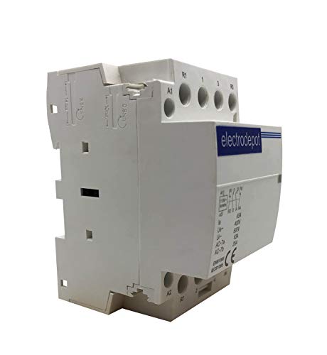 Electrodepot - Contactor de 4 polos de 40 amperios 2NO 2NC IEC 400V (funcionamiento silencioso) - Bobina 110/120VAC, inductiva 40A, resistiva 60A con base de montaje para carril DIN